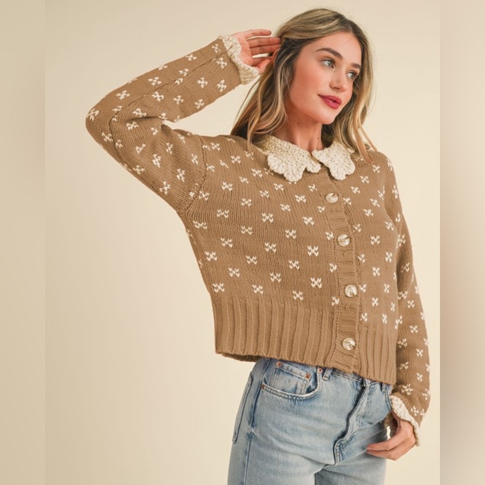 COPY - Roolee -Taupe collared sweater